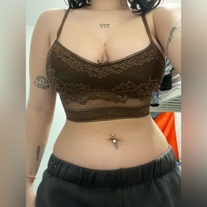 brown lacy bralette top